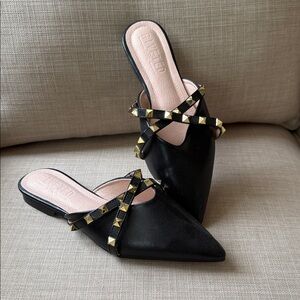 Studded Black Mules